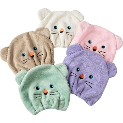 Cartoon Quick Dry Shower Dry Hair Hat Microfiber Hair Cap 1PC Quickly Dry Hair Hat Wrapped Towel Bathing Cap J22#40