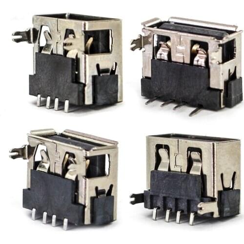 10 style Female USB jack A Type DIP 4Pin 2 Foot Type A 90 Insert Direct Data Charge Plug Socket Jack Connector Wire Adapeter