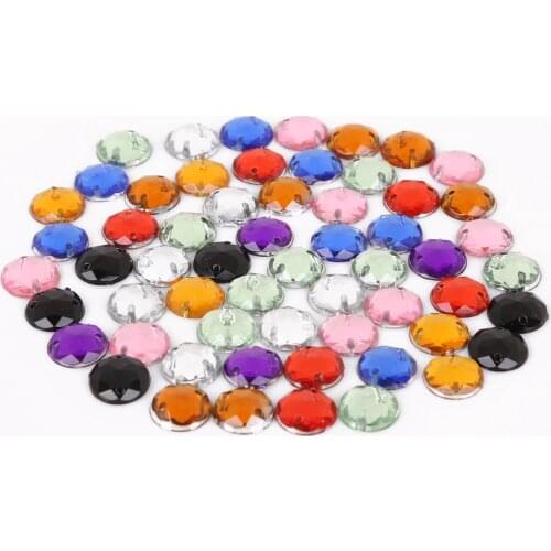 100pcs 10mm Crystal Flatback Beads Round Acrylic Beads Two Holes Loose Beads For Jewelry Making DIY Needlework Accessories