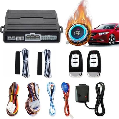 12V Car SUV Keyless Entry start Engine one start stop PKE Alarm System Push Button with Remote autostart car accessories
