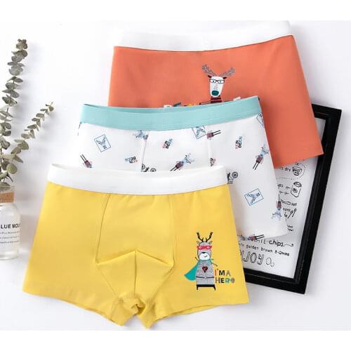 3Pcs/lots Boys Boxer Panties 60 Count Cotton Boxer Briefs Teen Panties for Kids Shorts Clothes 6 8 10 12 14 Years Underwears