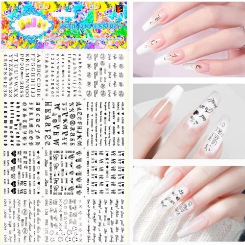 English Letter Multiple Designs 3d Nail Art Sticker Nail Decal accessories Manicures Tattoos Decoration