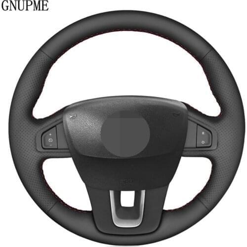 Black Genuine Leather Car Steering Wheel Cover For Renault Laguna 2008-2015 Latitude 2010-2015 Renault Samsung SM5 2009-2018