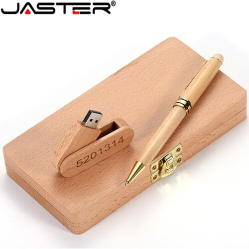 JASTER Beech ballpoint pen case + USB flash drive 128GB pen drive 4G 8G 16G 32G 64GB USB PenDrive exquisite gift (custom logo)