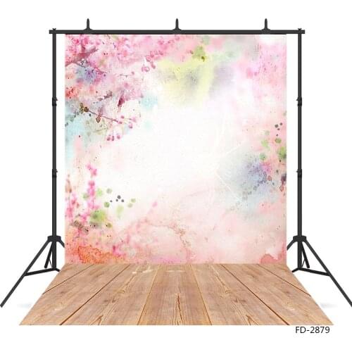 Colorful Flower Bokeh Painting Photography Backdrop Wood Floor Custom Background Photo Studio for Children Baby Photocall Props