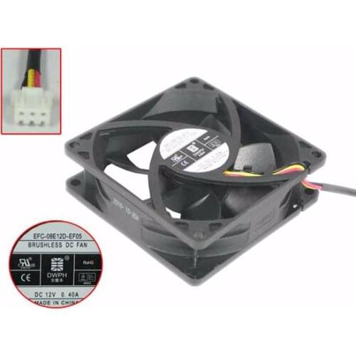 DWPH EFC-08E12D-EF05 DC 12V 0.4A 80x80x25mm 3-wire Server Cooling Fan