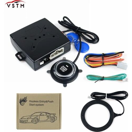 New 12V Auto Car Alarm One Start Stop Button Engine Push Button RFID Lock Ignition Switch Keyless Entry Starter Antitheft System