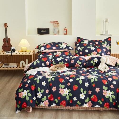 Pastoral Black Bedding Sets,200x230 Duvet Cover Set With pillowcase 220x240 Quilt Cover ,Flower Pattern King Size Blanket set