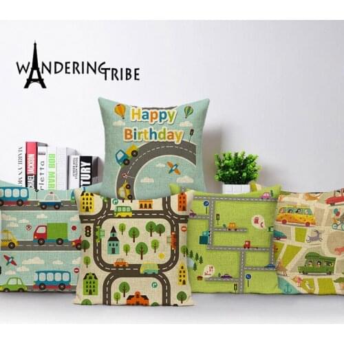 Colorful Cartoon Throw Pillow Covers Nordic Car Home Decor Cushion Covers Children Sofa Decoration Bed Pillowcase Cojin Cushions
