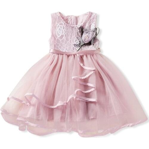 Lace Little Princess Dresses Summer Solid Sleeveless Tulle Tutu Dresses For Girls 1-5 Years Clothes Party Pageant Vestidos