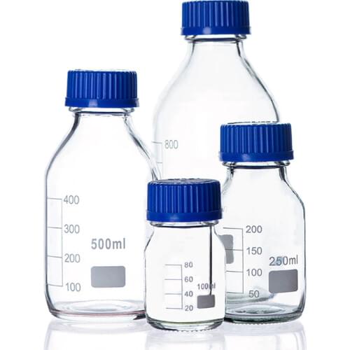 100Ml-1000Ml Laboratory Glass Reagent Bottle Screw Cap Blue Screw Cap Glass Reagent for Laboratory Utensils Medical Consumables