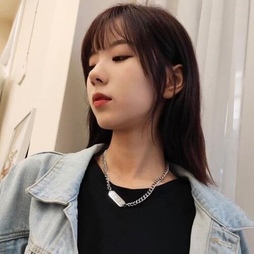 Letter Smile Smiley Necklace Titanium Steel Thick Clavicle Chain Necklace Hip Hop Jewlery for Women Ladies Birthday Party Gifts