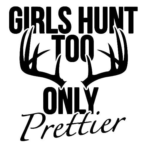 Girl hunt too Text Antlers Decal Hunting Car Sticker Art Vinyl Creative Car Decor L654