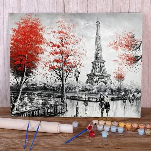 Landscape Street Coloring By Numbers Painting Set Oil Paints 50*70 Canvas Painting Decorative Paintings For Wholesale