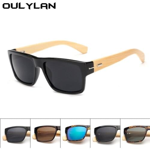 Oulylan Bamboo Sunglasses Men Women Fashion Square Sun Glasses Travel Goggles Driving Glasses Woonden Legs Vintage Eyeglasses