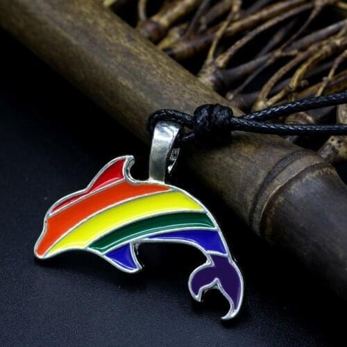 Youe shone Gay Rainbow Dolphin Pendant LGBT Gay and Lesbian Pride Necklace
