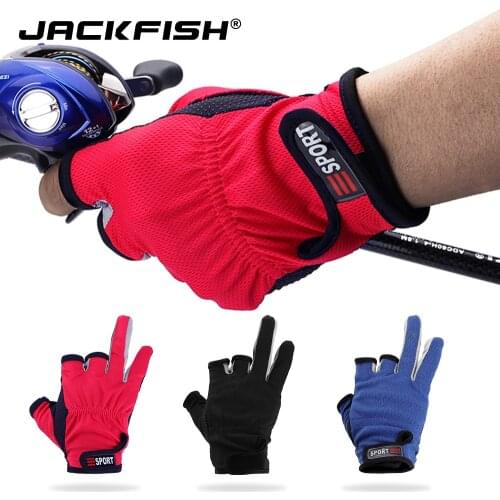 JACKFISH Anti-slip Fishing Glove Breathable Three Finger Cut Gloves For Fishing Cycling Climbing Outdoor Sports Equipment