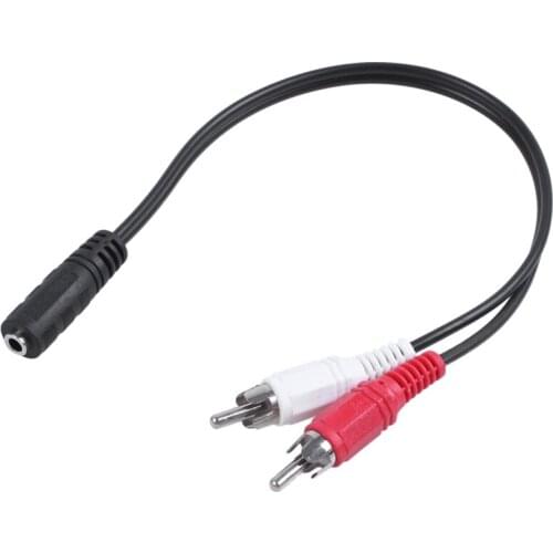 Retail 3.5 mm stereo female 2 RCA male AV cable auxiliary audio adapter wire