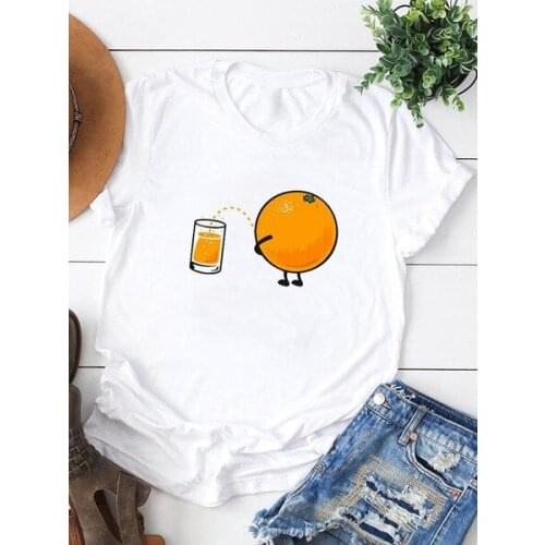 S-3XL Girls Orange Juice Print T-shirt Graphic Tees Women Top 90s Aesthetic Kawaii Ulzzang Tops for Women Best Gift Steetwear