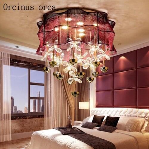 Modern minimalist LED crystal ceiling dome living room creative master bedroom lamp warm romantic restaurant Chandelier