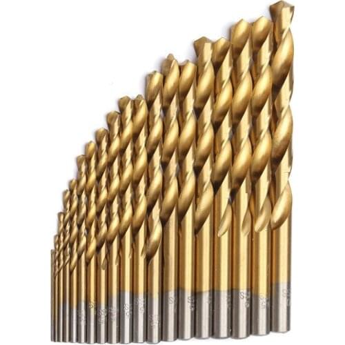 Rushed Hand Drill Ferramentas Marcenaria 2 Sets/lot _ 19pcs 1-10mm Hss Titanium Coated Twist Drill Bit Set Straight Shank