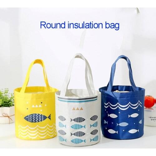 Cylindrical Cooler lunch bag fashion ctue multicolor bags women waterpr hand pack thermal breakfast box portable picnic travel