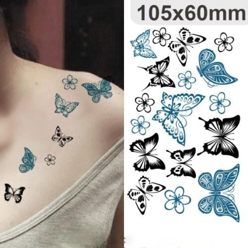 Waterproof Temporary Tattoo Sticker ins Butterfly black white sexy Body Art Arm Finger flash tatoo fake tatto for Women Men