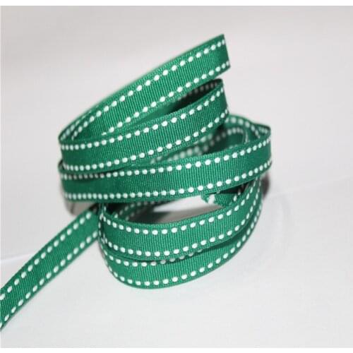 Pick size 9 16 22 25 38 mm width GREEN Polyester border Stitched Grosgrain Ribbon Stitch Ribbon G21