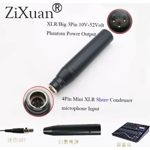 XLR-TA4F 4 PIN MINI XLR MICROFONO A CONDENSATORE A XLR/XLR MASCHIO 48 V PHANTOM POWER ADAPTOR ADATTATORE per Microfono A Condens