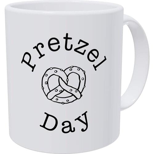 Pretzel Day, Office 11 Ounces Funny White Coffee Mug