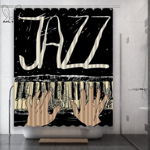 Retro Piano Realism Cartoon Simplicity Abstract Black and White Cool color system Polyester Fabric Shower Curtain for Bathroom