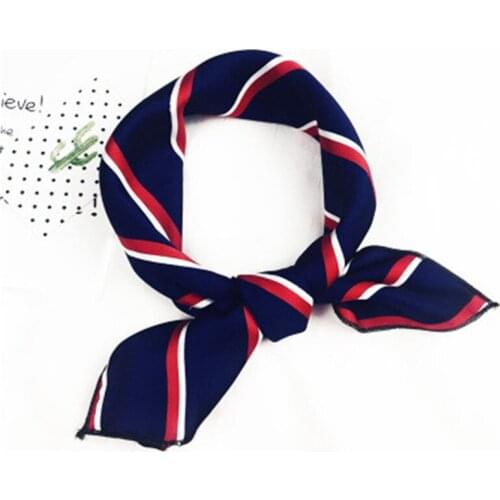 Fashion Women Girl Elegant Square Printing Hotel Waiter Flight Attendant Business Imitate Silk Scarf Bandana Accessories