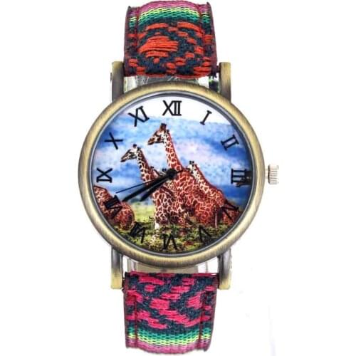 Zoo Giraffe Favorite African Animal Pattern Fashion Jewelry Casual Men Women Canvas Cloth Strap Sport Analog Quartz Watch Gifts