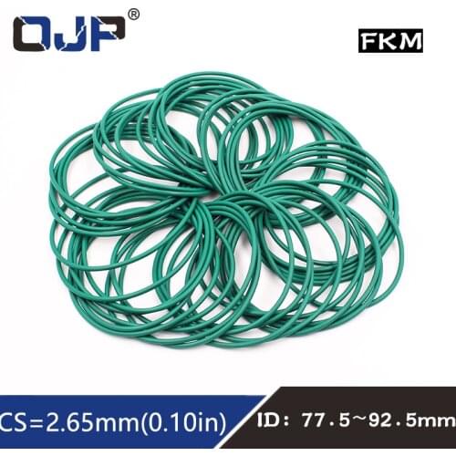 1PC/lot Fluorine rubber Green FKM O ring Seal CS2.65mm ID 77.5/80/82.5/85/87.5/90/92.5 mm Rubber ORing Seal Gasket