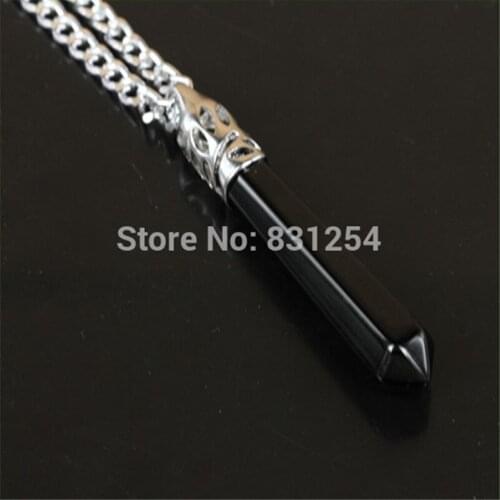 1pc Natural Black Onyx Quartz Gem Stone Long Pendant Necklace Charm Druzy Stone Pendant Women Jewelry Necklace