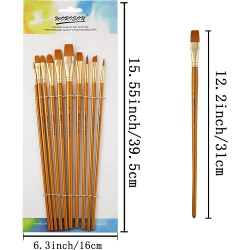 10pcs Filbert Brushes Professional Long Handle Paint Brushes Watercolor Painting Brush For Oil Acrylic Nylon Hai Paint for