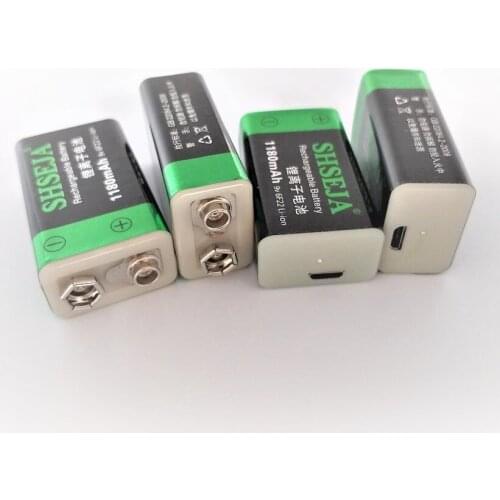 100% 4pcs 9V 1180mWh lithium li-po li-ion rechargeable battery USB rechargeable BATTERY