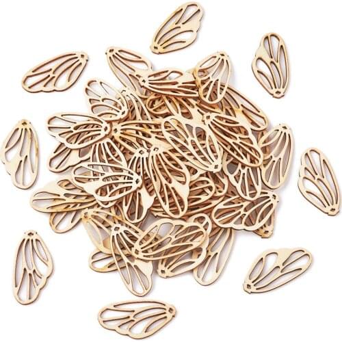 100Pcs Wood Pendants Leaf Charm for Jewelry Necklace Making, BurlyWood, 48x24.5x2.5mm, Hole: 1.8mm