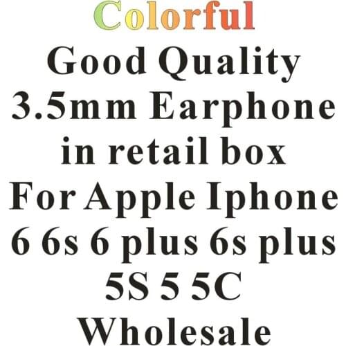 100pcs/Lot 3.5mm Colorful Good Quality Earphones With Remote Mic Volume Control For iPhone 5/ 5S / 6Plus in retail box via DHL
