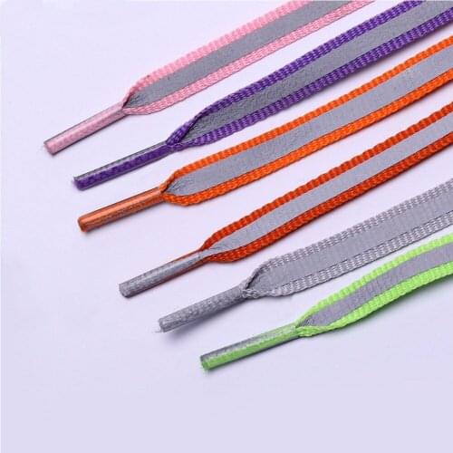 2 Pair Flat Reflective Shoelaces Runner Weave Tape Athletic Safety Shoe Laces Bootlaces For Running boots Rope