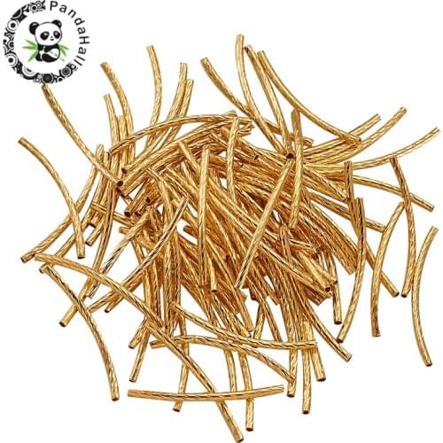 Pandahall 200pc Brass Tube Beads Curved Golden For Jewelry Accessories Finding Size: about 2mm wide 35mm long