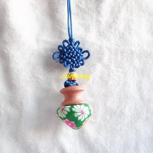 50Pcs/lot Fast shipping 5ML Chinese knot style Car Hanging Clay Craft Bottle Oil Bottle Pendant Perfume bottles