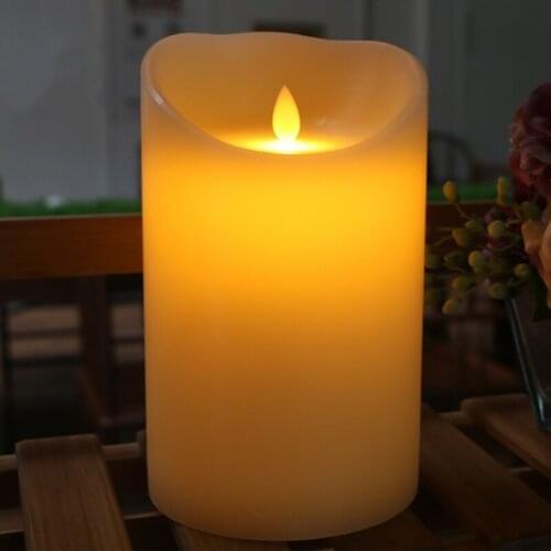 30cm(H) Flameless Pillar LED Candle Light Remote controlled Dancing moving wick melted edge Wedding Xmas Party 8CM(Dia.)-AMBER