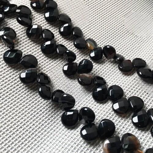Natural stone Faceted Water drop shape loose beads Black Agates Crystal string bead For jewelry making DIY bracelet necklace