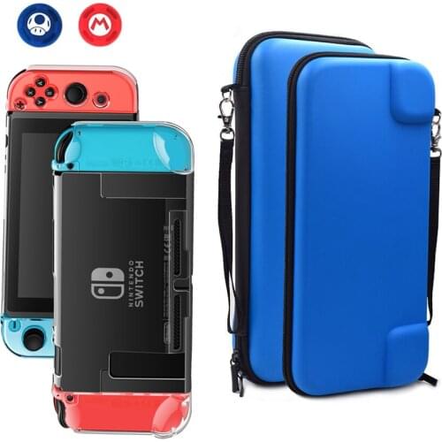 Nintend Switch Case Hard Protective Travel Durable Carrying Bag With Crystal Shell & 2 Analog Caps for Nintendo Switch