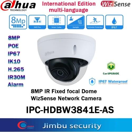 Dahua 8MP IP camera POE IPC-HDBW3841E-AS H.265 codec Built-in IR LED IR 30M IP67 IK10 protection DAHUA Camera HDBW3841E-AS