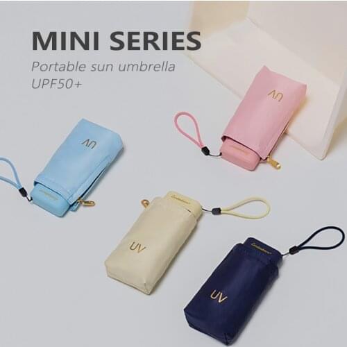 Hot Sale 14cm Mini Umbrella Rain Women Six Folding Pocket Sun Umbrella Travel Small Portable Parasol UPF50+ Anti UV Colorful