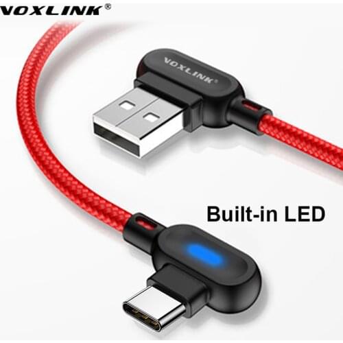 VOXLINK USB Type C 90 Degree Fast Charging usb c cable Type-c data Cord Charger usb-c For Samsung S8 S9 Note 9 8 Xiaomi mi8 mi6