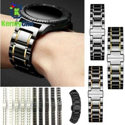 Ceramics Bracelet For Samsung Gear S2/S3 Huawei GT Asus LG Amazfit Smart Watch Butterfly Buckle Link For Galaxy 18mm 20mm 22mm