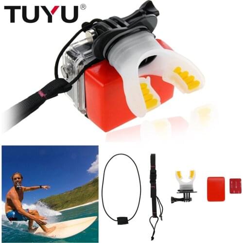 TUYU Action Camera Surf Mouth Mount for Go Pro Hero 9 8 7 6 5 YI 4K SJCAM EKEN H9R DJI Osmo Surfing 360 ONE R Accessory